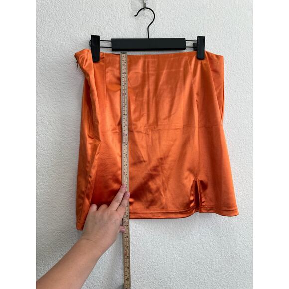 NWT Women's Orange Satin Bodycon Mini Skirt XL - Picture 2 of 8